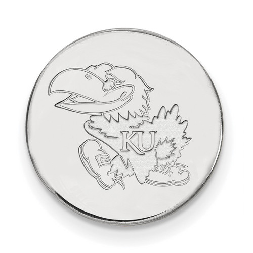 LogoArt University of Kansas Lapel Pin - Rhodium-Plated 14K White Gold Jayhawk - 4W062UKS