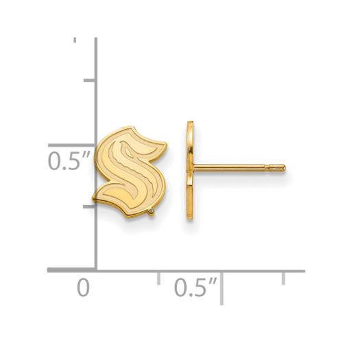 14K Yellow Gold NHL LogoArt Seattle Kraken XS Post Earrings - View 2
