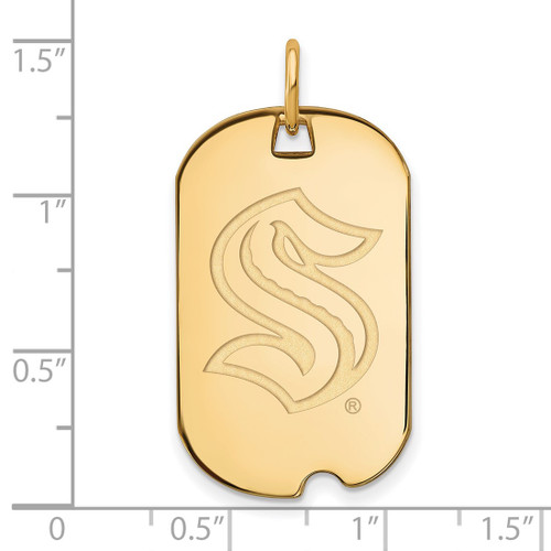 14K Yellow Gold NHL LogoArt Seattle Kraken Small Dog Tag Pendant - View 2