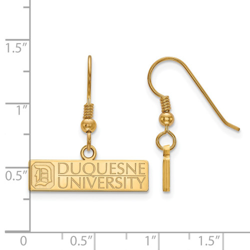 LogoArt Duquesne University French Wire Earrings - Sterling Silver with Gold-Tone Small Dangle, 31 mm - View 2