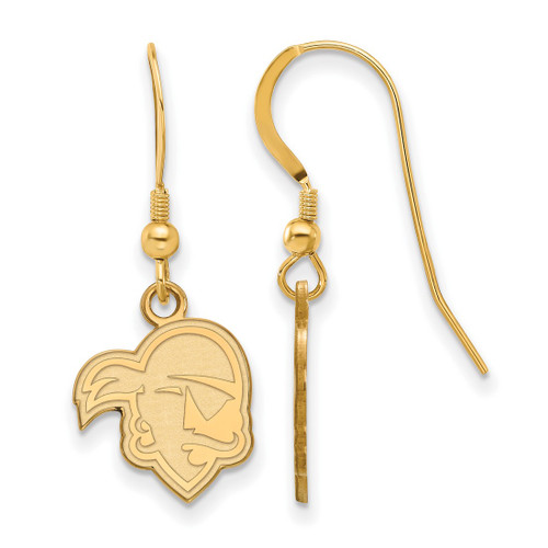 LogoArt Seton Hall University French Wire Earrings - Sterling Silver Gold-Tone Pirate Small Dangle Wire, 32 mm