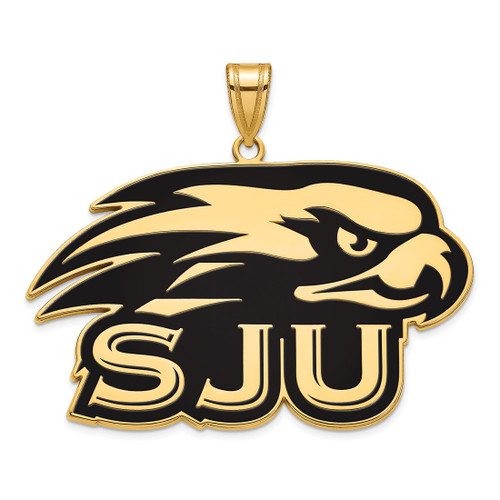 LogoArt St Joseph'S University Pendant - Sterling Silver Gold-Tone Hawks Extra Large Enameled
