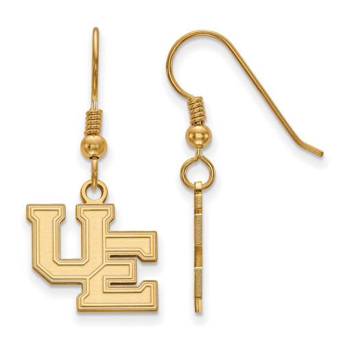 LogoArt University of Evansville French Wire Earrings - Sterling Silver Gold-Tone Purple Aces Small Dangle Wire, 29 mm