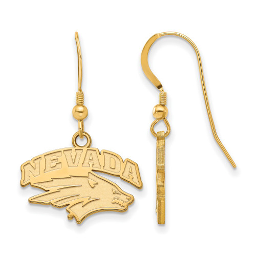 LogoArt University of Nevada French Wire Earrings - Sterling Silver with Gold-Tone Small Dangle, 33 mm
