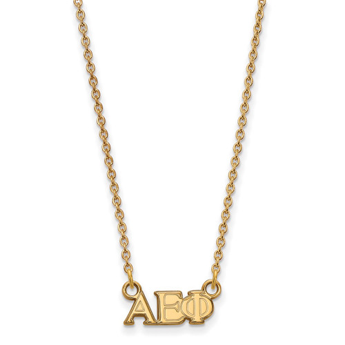 LogoArt Alpha Epsilon Phi Necklace - Sterling Silver Gold-Tone Sorority Greek Letters Extra Small Pendant 18 Inch