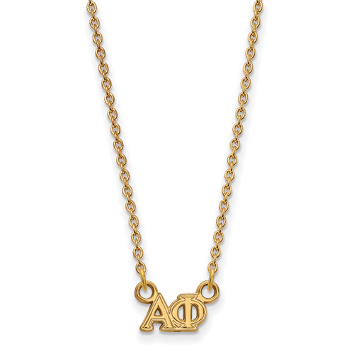 LogoArt Alpha Phi Necklace - Sterling Silver Gold-Tone Sorority Greek Letters Extra Small Pendant 18 Inch