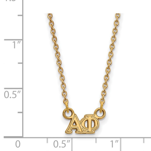 LogoArt Alpha Phi Necklace - Sterling Silver Gold-Tone Sorority Greek Letters Extra Small Pendant 18 Inch - View 2