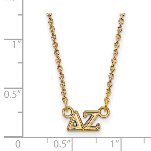 LogoArt Delta Zeta Necklace - Sterling Silver Gold-Tone Sorority Greek Letters Extra Small Pendant 18 Inch - View 2