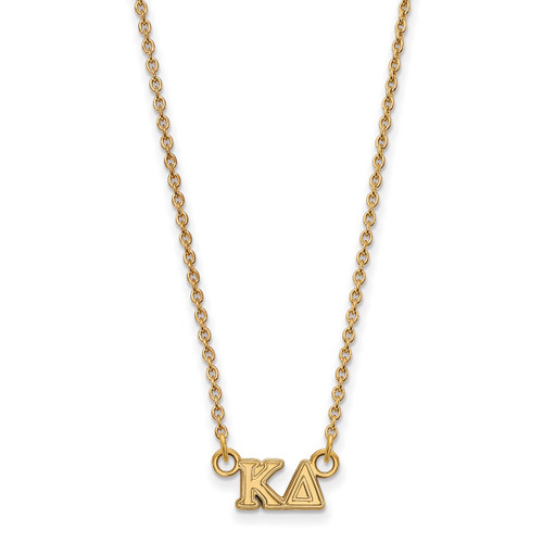 LogoArt Kappa Delta Necklace - Sterling Silver Gold-Tone Sorority Greek Letters Extra Small Pendant 18 Inch
