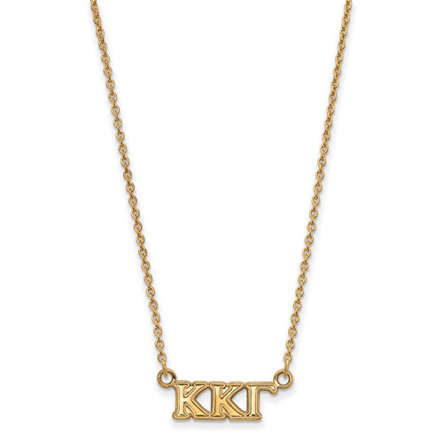 LogoArt Kappa Kappa Gamma Necklace - Sterling Silver Gold-Tone Sorority Greek Letters Extra Small Pendant 18 Inch