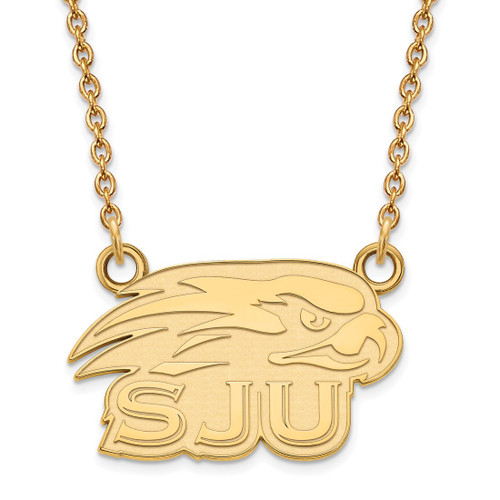 Sterling Silver Gold-Tone LogoArt Saint Joseph'S University Hawks Small Pendant 18 Inch Necklace