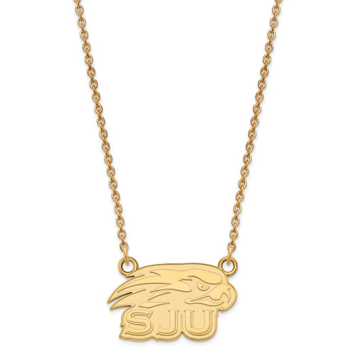 Sterling Silver Gold-Tone LogoArt Saint Joseph'S University Hawks Small Pendant 18 Inch Necklace - View 2