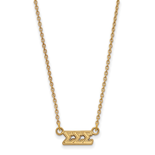 LogoArt Sigma Sigma Sigma Pendant - Sterling Silver Gold-Tone Sorority Greek Letters Extra Small 18 Inch Necklace