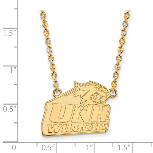 LogoArt University of New Hampshire Necklace - Sterling Silver Gold-Tone Large Pendant 18 Inch - View 2