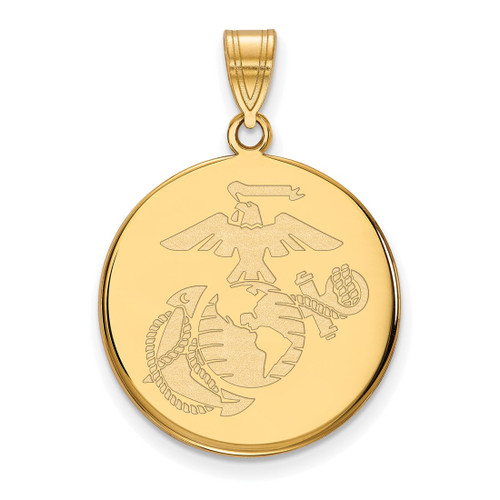 LogoArt U.S. Marine Corps Pendant - Gold-Tone Sterling Silver Large Disc