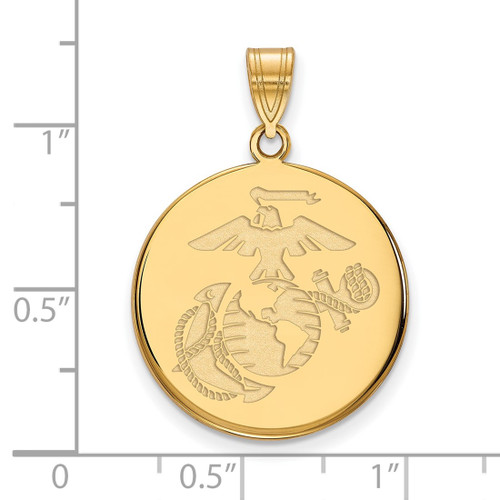 LogoArt U.S. Marine Corps Pendant - Gold-Tone Sterling Silver Large Disc - View 2
