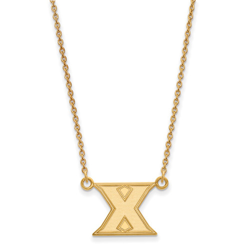 LogoArt Xavier University Necklace - Sterling Silver Gold-Tone Letter X Small Pendant 18 Inch