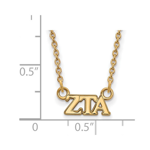 LogoArt Zeta Tau Alpha Necklace - Sterling Silver Gold-Tone Sorority Greek Letters Extra Small Pendant 18 Inch - View 2