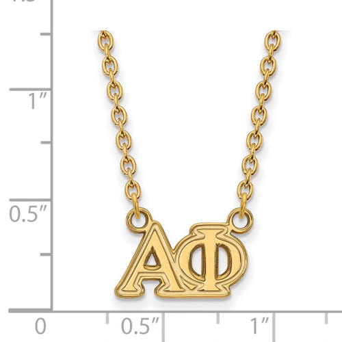 LogoArt Alpha Phi Necklace - Sterling Silver Gold-Tone Sorority Greek Letters Medium Pendant 18 Inch - View 2
