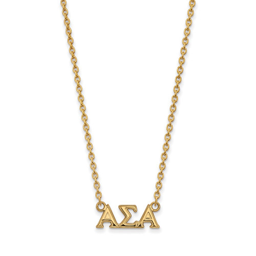 LogoArt Alpha Sigma Alpha Necklace - Sterling Silver Gold-Tone Sorority Greek Letters Medium Pendant 18 Inch