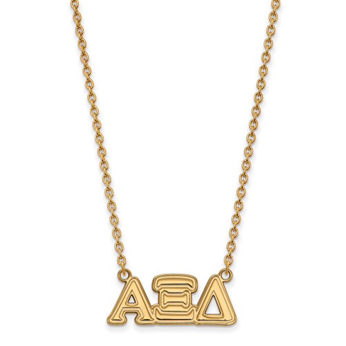 LogoArt Alpha Xi Delta Necklace - Sterling Silver Gold-Tone Sorority Greek Letters Medium Pendant 18 Inch