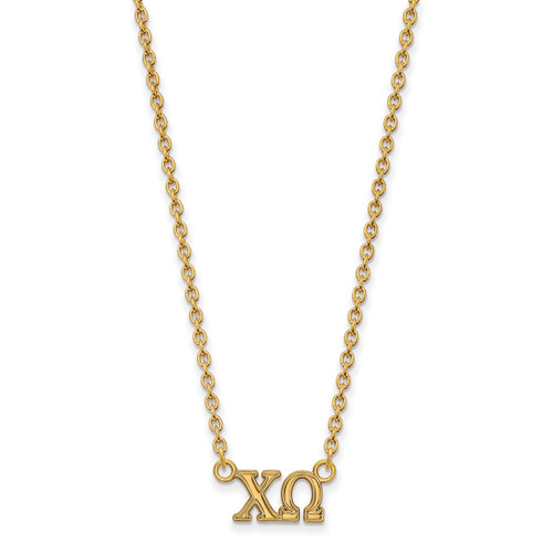 LogoArt Chi Omega Necklace - Sterling Silver Gold-Tone Sorority Greek Letters Medium Pendant 18 Inch