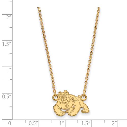 LogoArt California State University Fresno Necklace - Sterling Silver Gold-Tone Bulldog Small Pendant 18 Inch - View 2