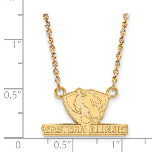 LogoArt Eastern Illinois University Necklace - Sterling Silver Gold-Tone Small Pendant 18 Inch - View 2