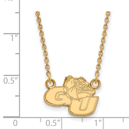 LogoArt Gonzaga University Necklace - Sterling Silver Gold-Tone G-U Bulldog Small Pendant 18 Inch - View 2