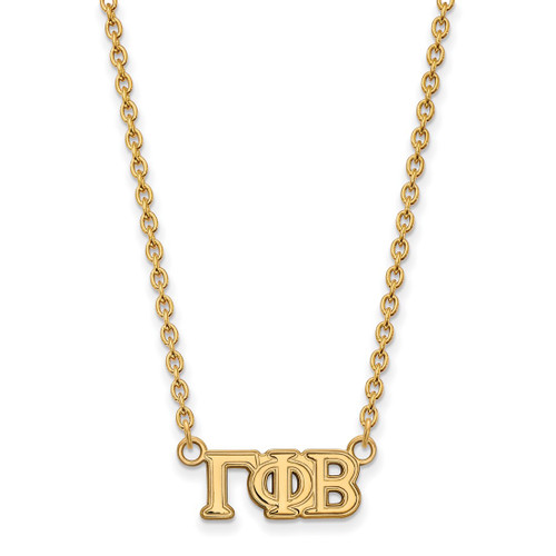 LogoArt Gamma Phi Beta Necklace - Sterling Silver Gold-Tone Sorority Greek Letters Small Pendant 18 Inch