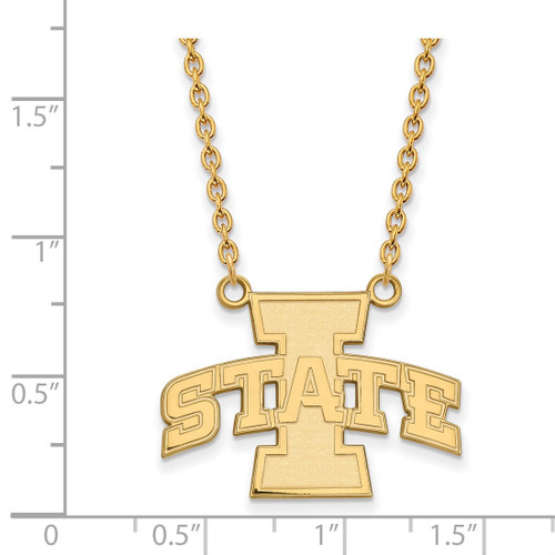 LogoArt Iowa State University Necklace - Sterling Silver Gold-Tone Large Pendant 18 Inch - View 2