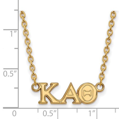 LogoArt Kappa Alpha Theta Necklace - Sterling Silver Gold-Tone Sorority Greek Letters Medium Pendant 18 Inch - View 2