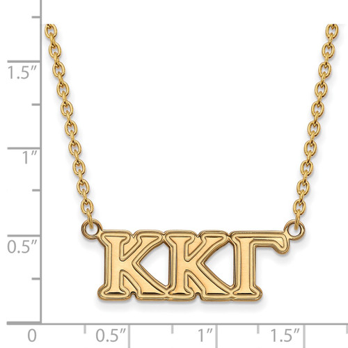 LogoArt Kappa Kappa Gamma Necklace - Sterling Silver Gold-Tone Sorority Greek Letters Medium Pendant 18 Inch - View 2