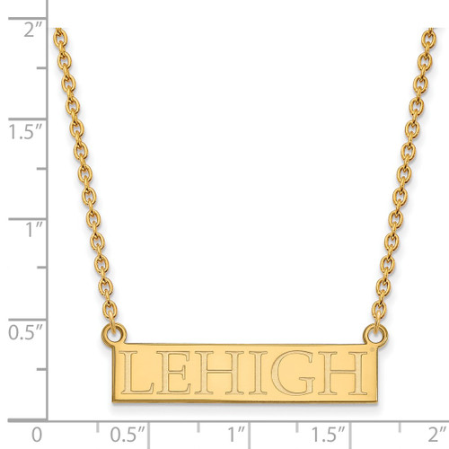 LogoArt Lehigh University Necklace - Sterling Silver Gold-Tone Large Bar Pendant 18 Inch - View 2