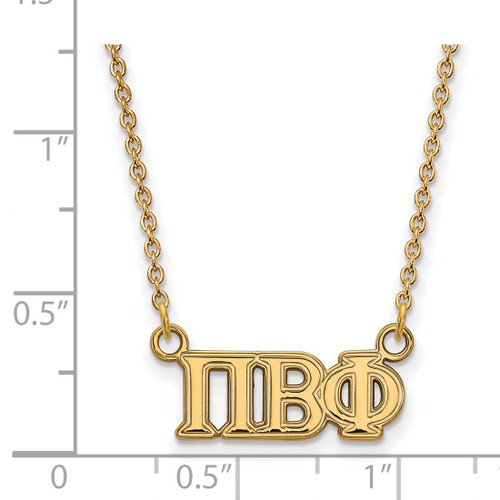LogoArt Pi Beta Phi Necklace - Sterling Silver Gold-Tone Sorority Greek Letters Medium Pendant 18 Inch - View 2
