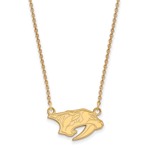 LogoArt Nashville Predators Necklace - Sterling Silver Gold-Tone Small Pendant 18 Inch