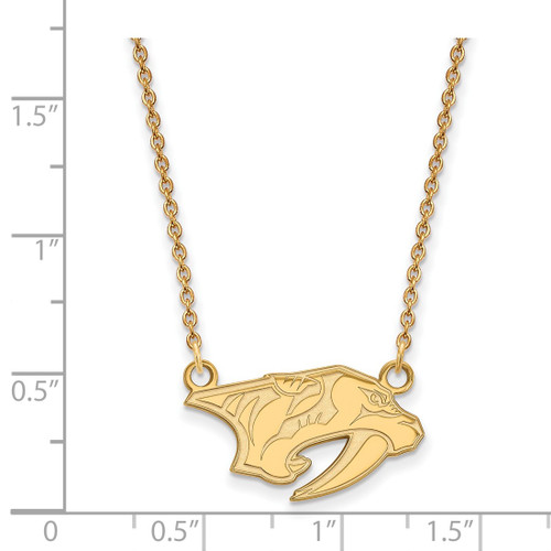 LogoArt Nashville Predators Necklace - Sterling Silver Gold-Tone Small Pendant 18 Inch - View 2