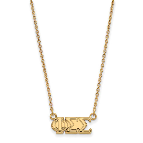 LogoArt Phi Sigma Sigma Pendant - Sterling Silver Gold-Tone Sorority Greek Letters Medium 18 Inch Necklace
