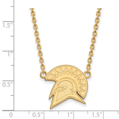 LogoArt San Jose State University Necklace - Sterling Silver Gold-Tone Spartan Large Pendant 18 Inch - View 2