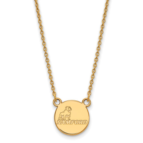 LogoArt Samford University Necklace - Sterling Silver Gold-Tone Small Disc Pendant 18 Inch