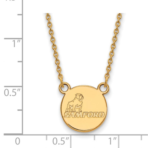 LogoArt Samford University Necklace - Sterling Silver Gold-Tone Small Disc Pendant 18 Inch - View 2