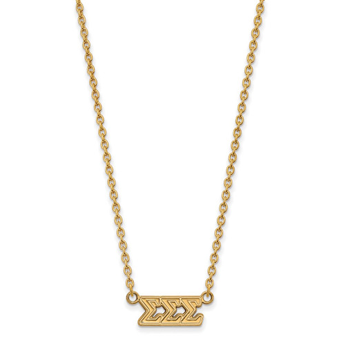 LogoArt Sigma Sigma Sigma Pendant - Sterling Silver Gold-Tone Sorority Greek Letters Medium 18 Inch Necklace
