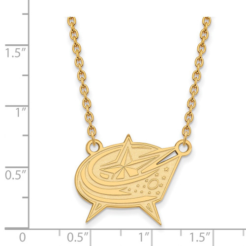 LogoArt Columbus Blue Jackets Necklace - Sterling Silver Gold-Tone Large Pendant 18 Inch - View 2