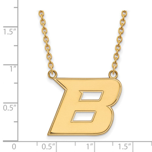 LogoArt Boise State University Necklace - Sterling Silver Gold-Tone Letter B Large Pendant 18 Inch - View 2