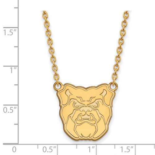 LogoArt Butler University Necklace - Sterling Silver Gold-Tone Bulldog Large Pendant 18 Inch - View 2
