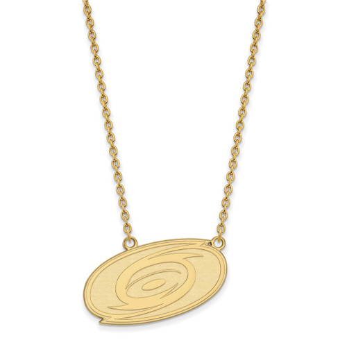 LogoArt Carolina Hurricanes Necklace - Sterling Silver Gold-Tone Lg Pendant 18 Inch