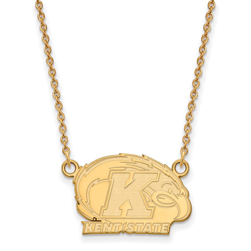 LogoArt Kent State University Necklace - Sterling Silver Gold-Tone Small Pendant 18 Inch
