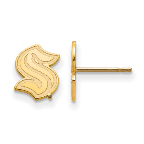 Sterling Silver Gold-Tone NHL LogoArt Seattle Kraken XS Post Earrings