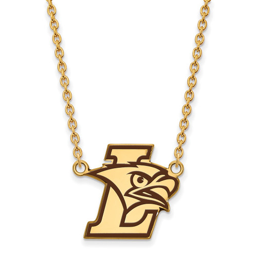 LogoArt Lehigh University Necklace - Sterling Silver Gold-Tone Large Enameled Pendant 18 Inch