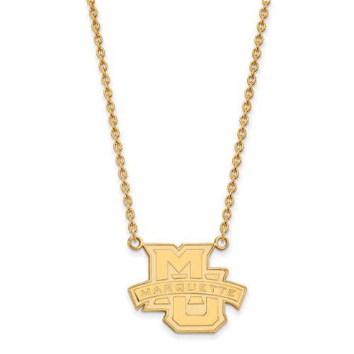 LogoArt Marquette University Necklace - Sterling Silver Gold-Tone Large Pendant 18 Inch